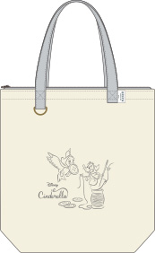 ディズニー エクルフルネスライフ ZIP付き縦型トートバック 生成り シンデレラ