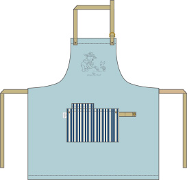 ディズニー エクルフルネスライフ ワークエプロン ブルー くまのプーさん