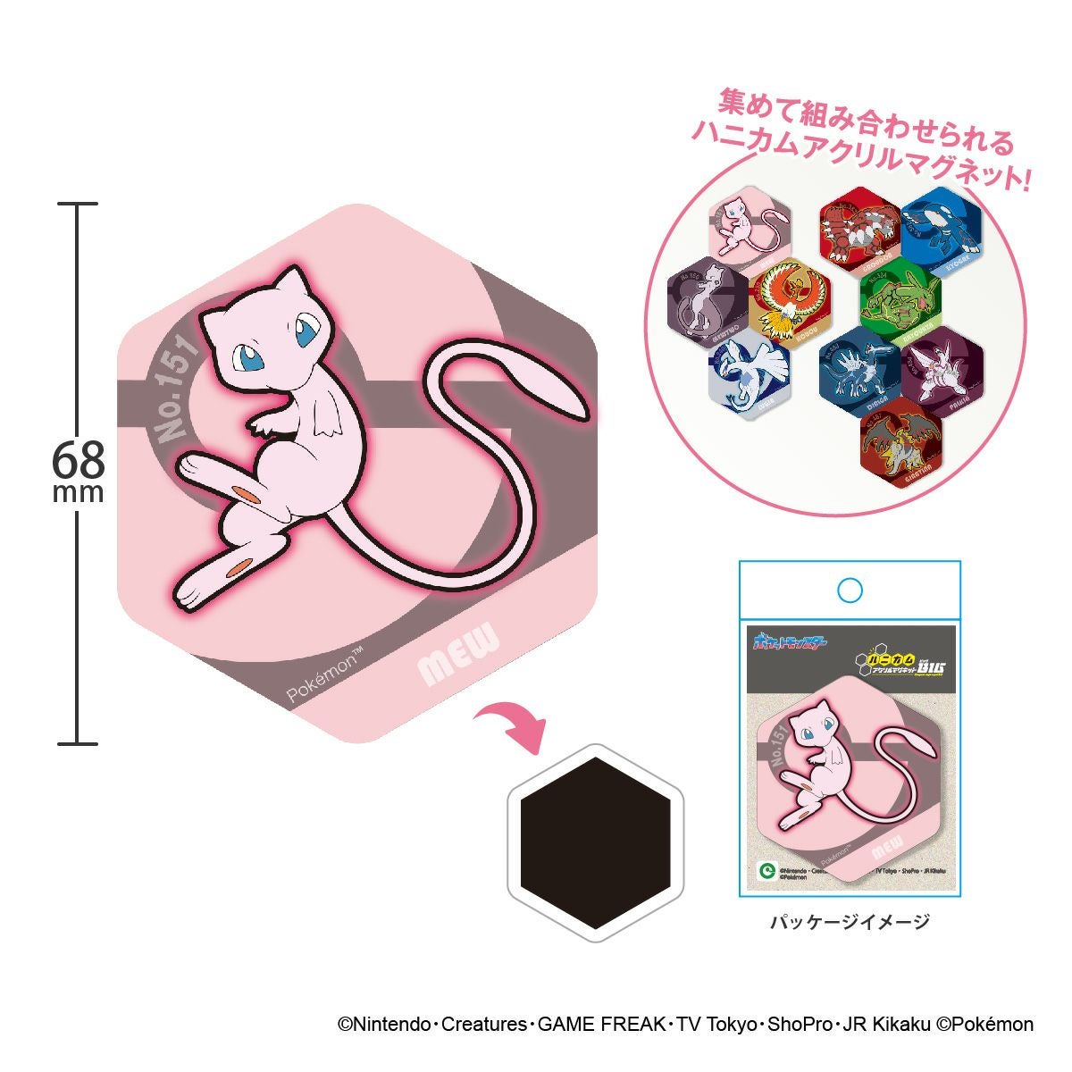 ポケットモンスター ハニカムアクリルマグネット BIG vol.4 サイズ